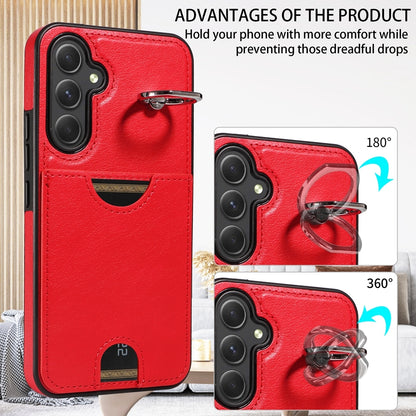 Samsung Galaxy A54 5G Calf Texture Phone Case with Card Slot & Ring Holder - Durable & Stylish Protection