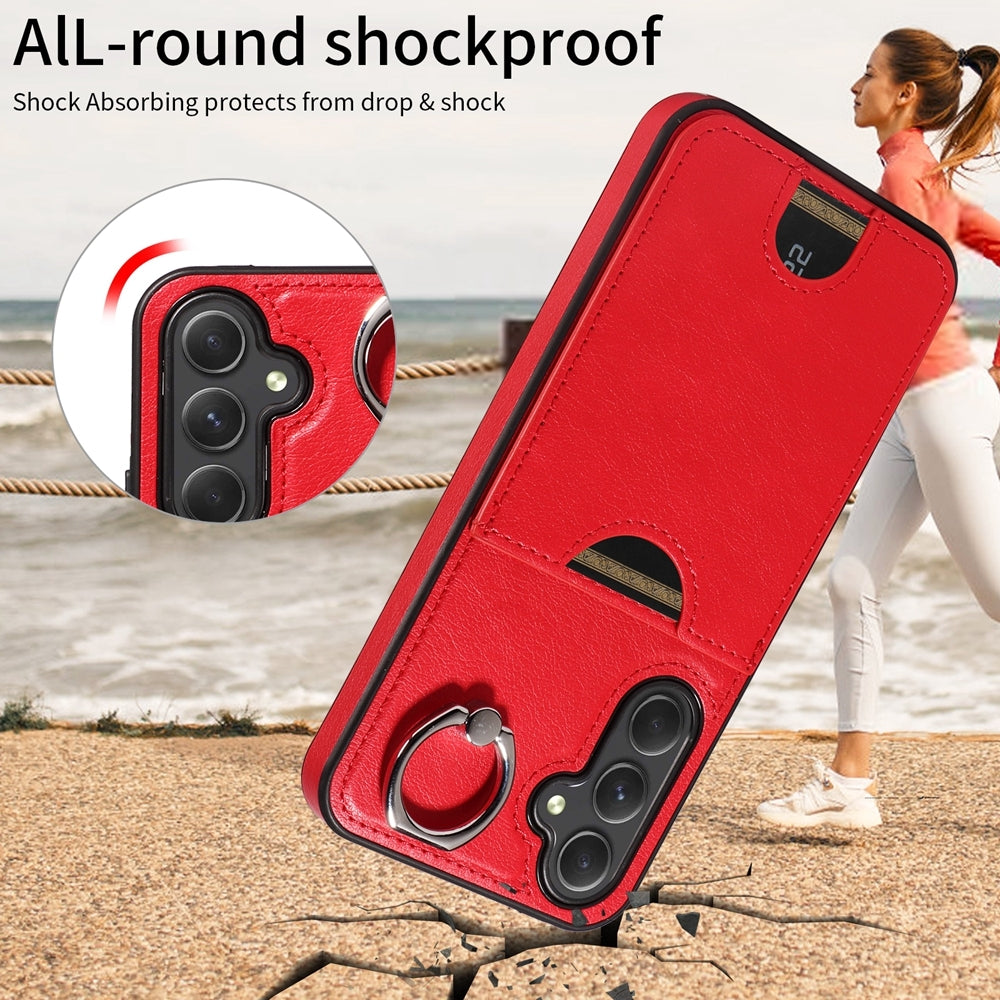 Samsung Galaxy A54 5G Calf Texture Phone Case with Card Slot & Ring Holder - Durable & Stylish Protection