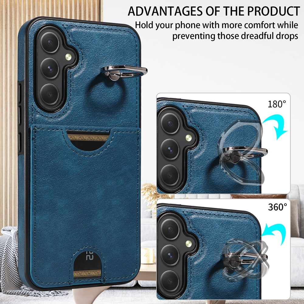 Samsung Galaxy A54 5G Calf Texture Phone Case with Card Slot & Ring Holder - Durable & Stylish Protection