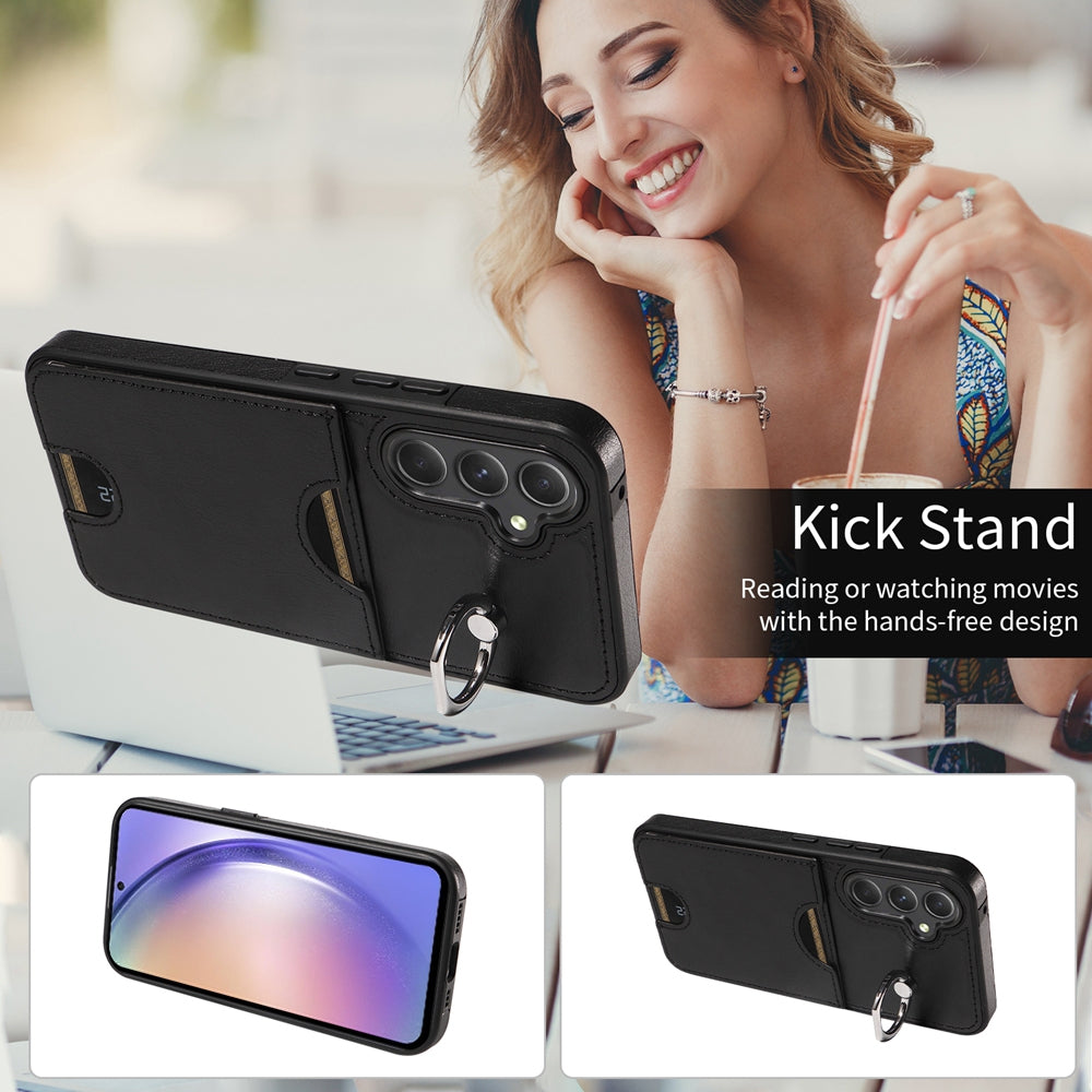Samsung Galaxy A54 5G Calf Texture Phone Case with Card Slot & Ring Holder - Durable & Stylish Protection