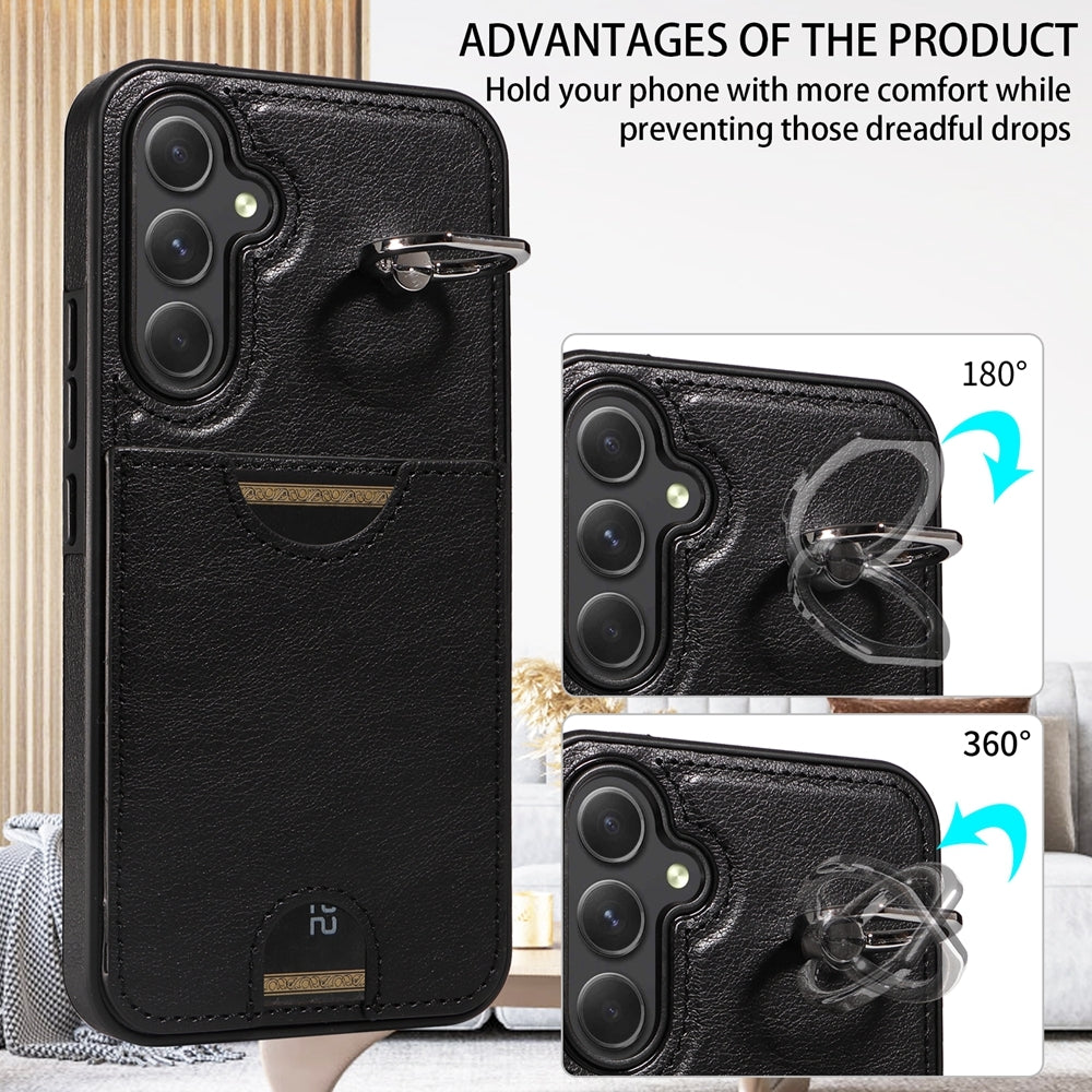 Samsung Galaxy A54 5G Calf Texture Phone Case with Card Slot & Ring Holder - Durable & Stylish Protection
