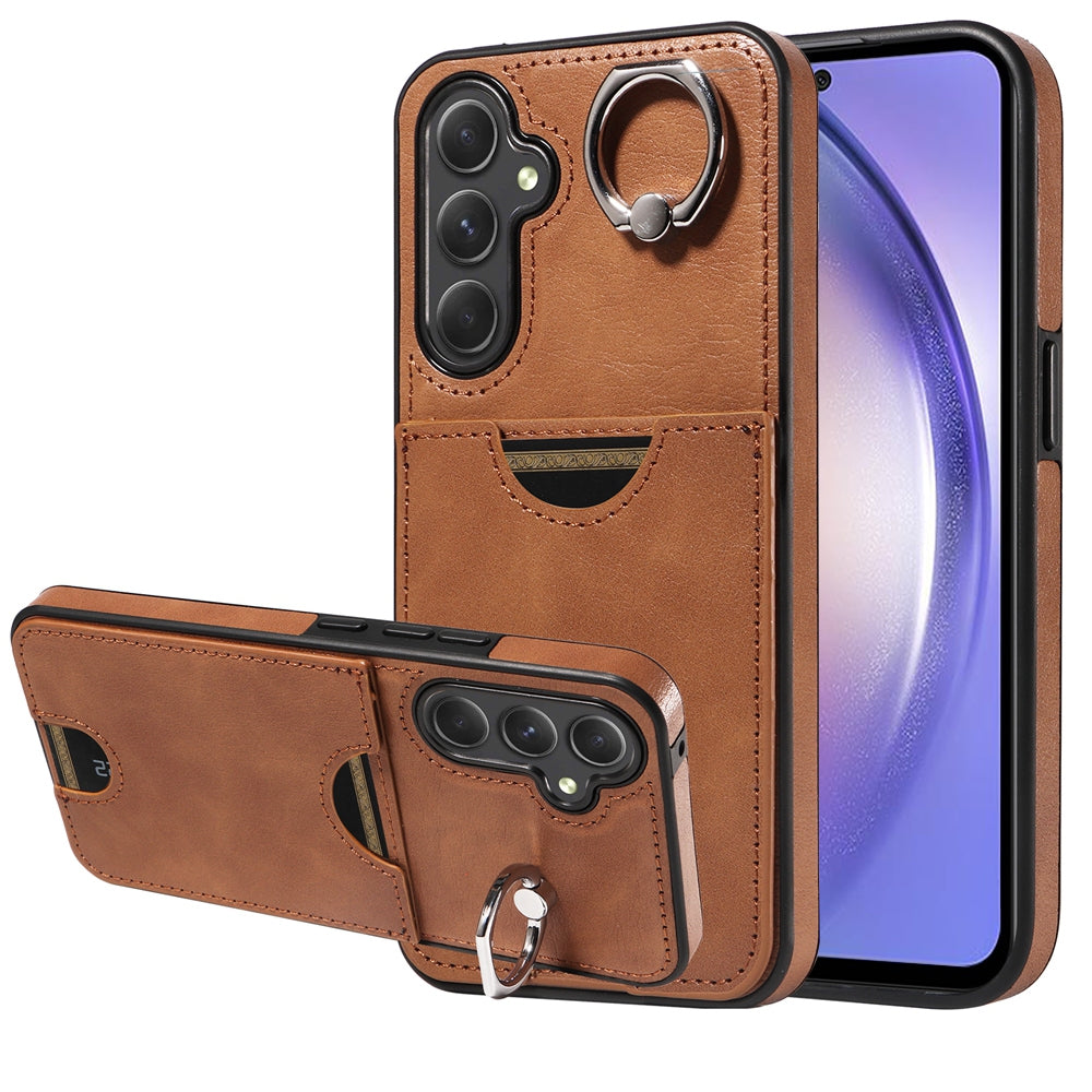 Samsung Galaxy A54 5G Calf Texture Phone Case with Card Slot & Ring Holder - Durable & Stylish Protection
