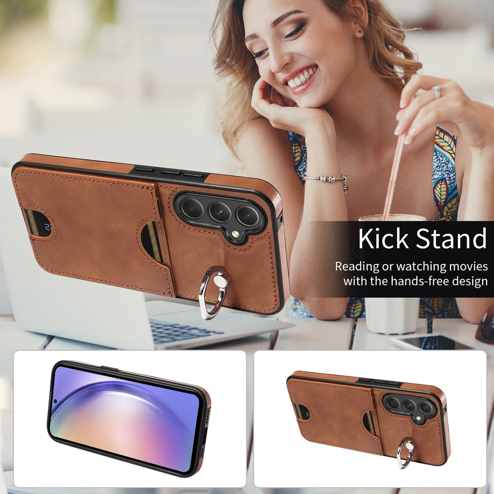 Samsung Galaxy A54 5G Calf Texture Phone Case with Card Slot & Ring Holder - Durable & Stylish Protection