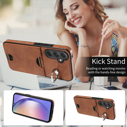 Samsung Galaxy A54 5G Calf Texture Phone Case with Card Slot & Ring Holder - Durable & Stylish Protection