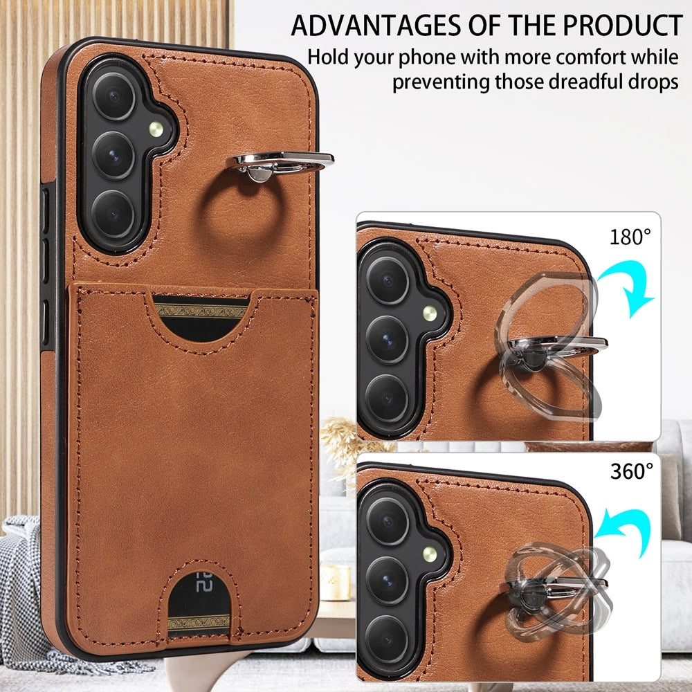 Samsung Galaxy A54 5G Calf Texture Phone Case with Card Slot & Ring Holder - Durable & Stylish Protection