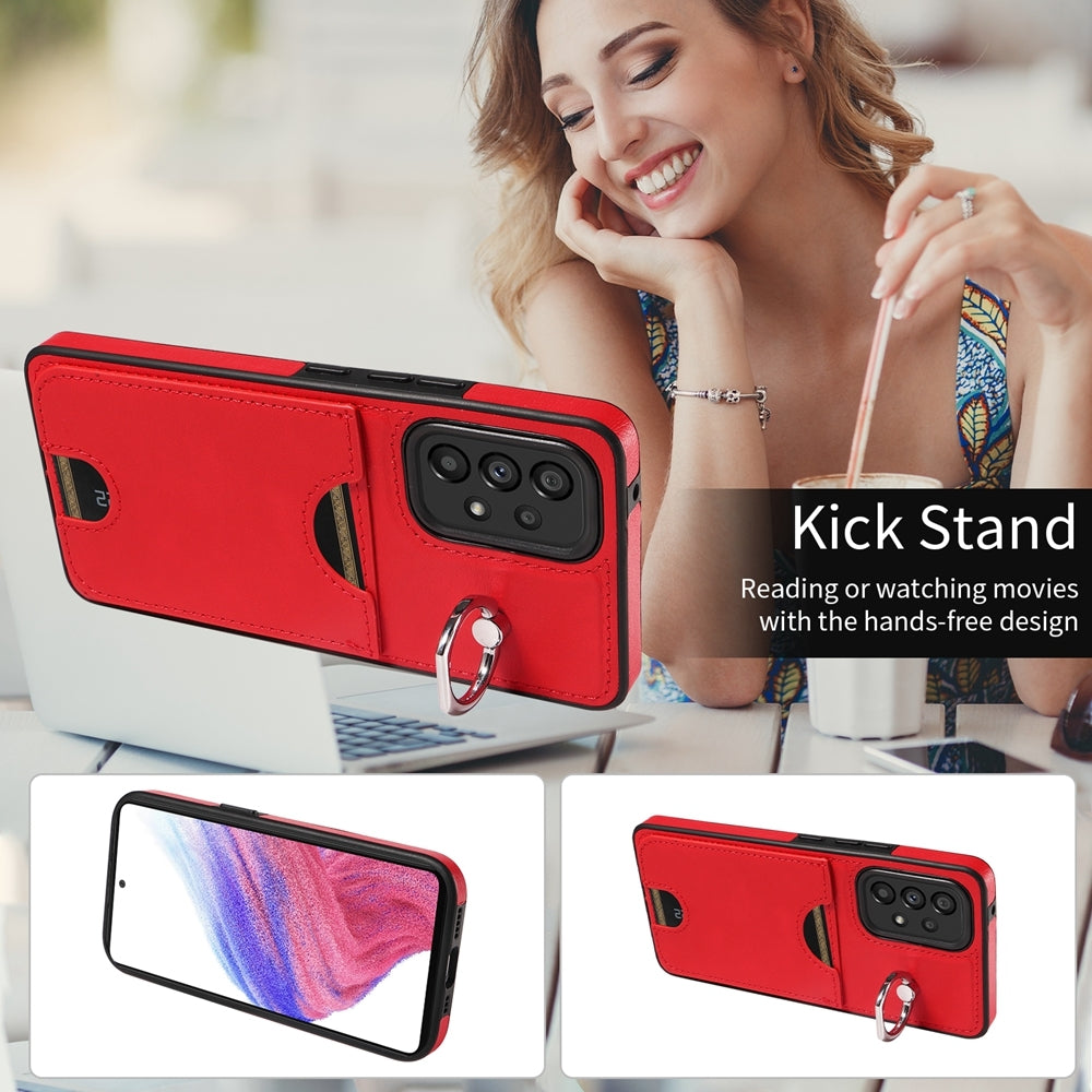 Samsung Galaxy A53 5G Calf Texture Phone Case with Card Slot & Ring Holder - Durable & Stylish Protection