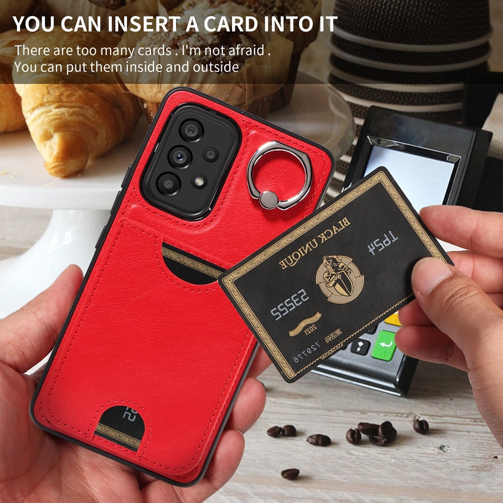 Samsung Galaxy A53 5G Calf Texture Phone Case with Card Slot & Ring Holder - Durable & Stylish Protection