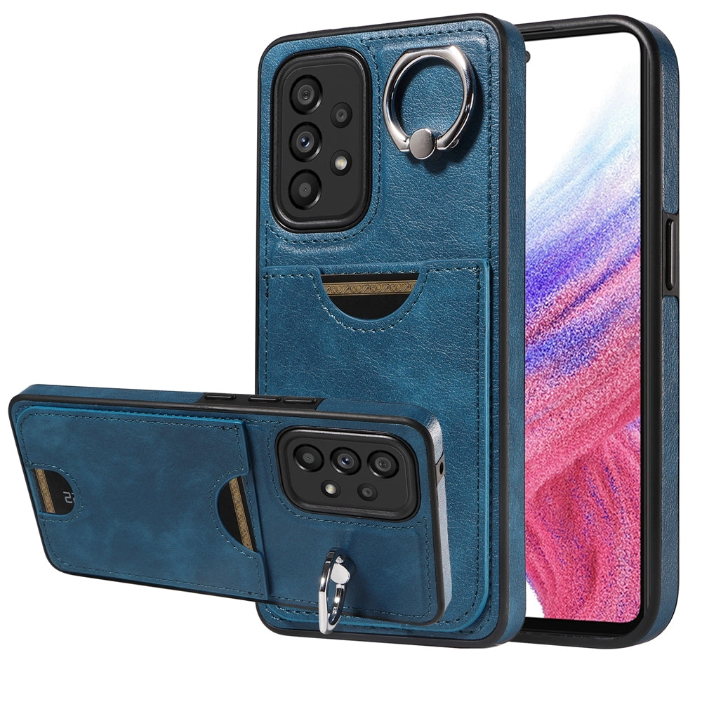 Samsung Galaxy A53 5G Calf Texture Phone Case with Card Slot & Ring Holder - Durable & Stylish Protection