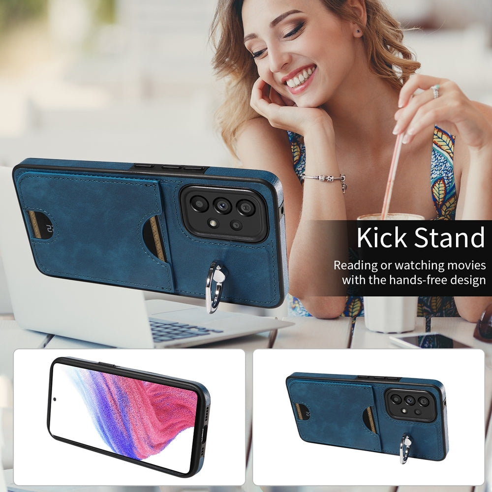 Samsung Galaxy A53 5G Calf Texture Phone Case with Card Slot & Ring Holder - Durable & Stylish Protection