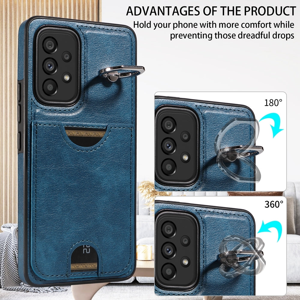 Samsung Galaxy A53 5G Calf Texture Phone Case with Card Slot & Ring Holder - Durable & Stylish Protection