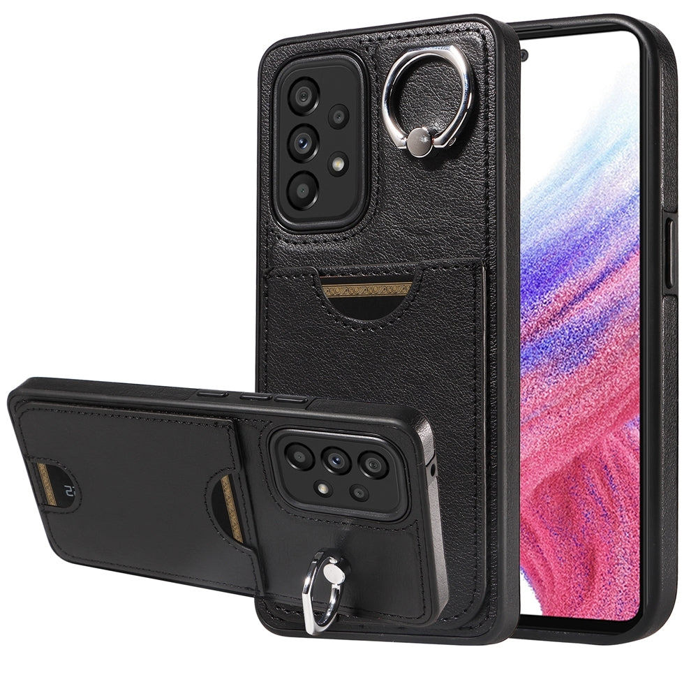 Samsung Galaxy A53 5G Calf Texture Phone Case with Card Slot & Ring Holder - Durable & Stylish Protection