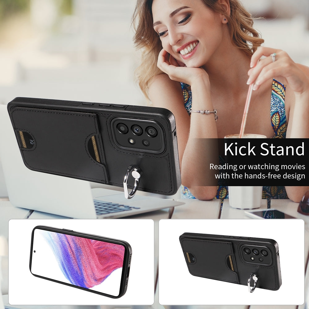 Samsung Galaxy A53 5G Calf Texture Phone Case with Card Slot & Ring Holder - Durable & Stylish Protection