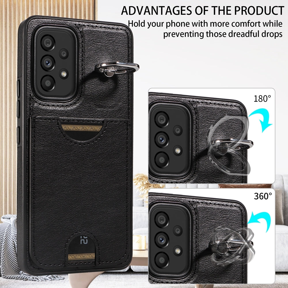 Samsung Galaxy A53 5G Calf Texture Phone Case with Card Slot & Ring Holder - Durable & Stylish Protection