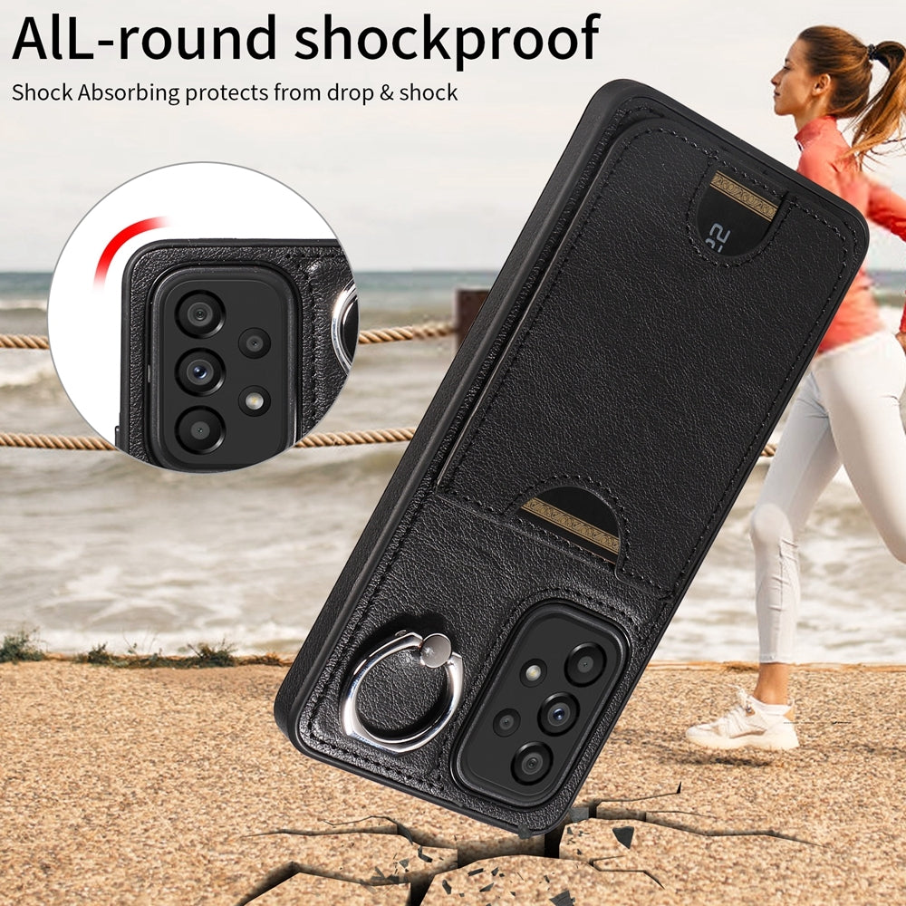 Samsung Galaxy A53 5G Calf Texture Phone Case with Card Slot & Ring Holder - Durable & Stylish Protection