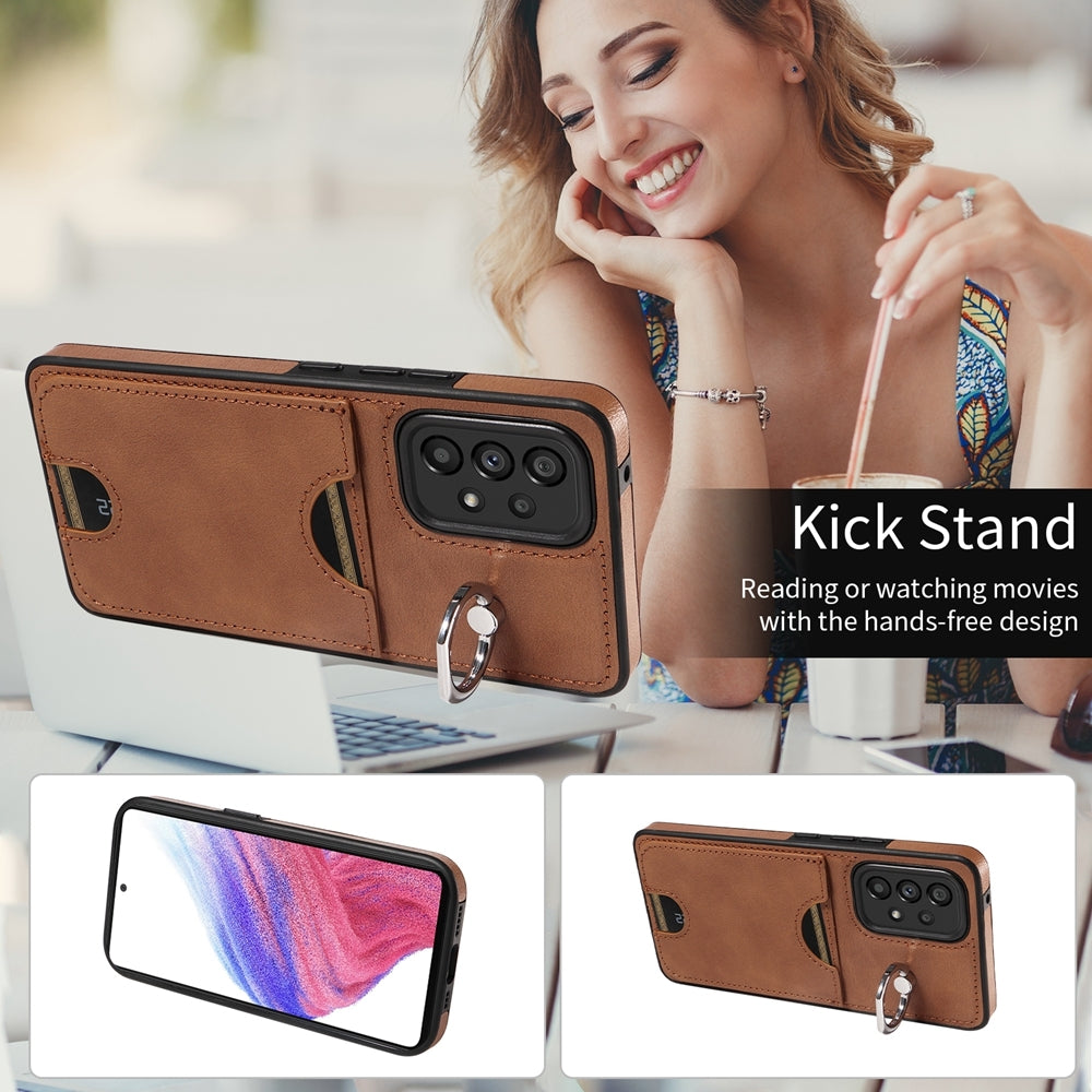Samsung Galaxy A53 5G Calf Texture Phone Case with Card Slot & Ring Holder - Durable & Stylish Protection