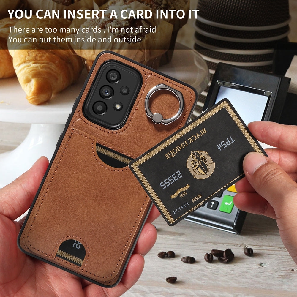 Samsung Galaxy A53 5G Calf Texture Phone Case with Card Slot & Ring Holder - Durable & Stylish Protection