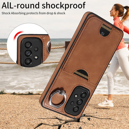 Samsung Galaxy A53 5G Calf Texture Phone Case with Card Slot & Ring Holder - Durable & Stylish Protection