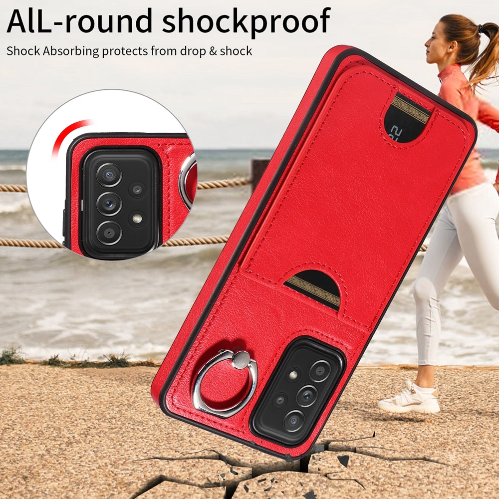 Samsung Galaxy A52/A52s 4G/5G Calf Texture Phone Case with Card Slot & Ring Holder - Durable & Stylish Protection