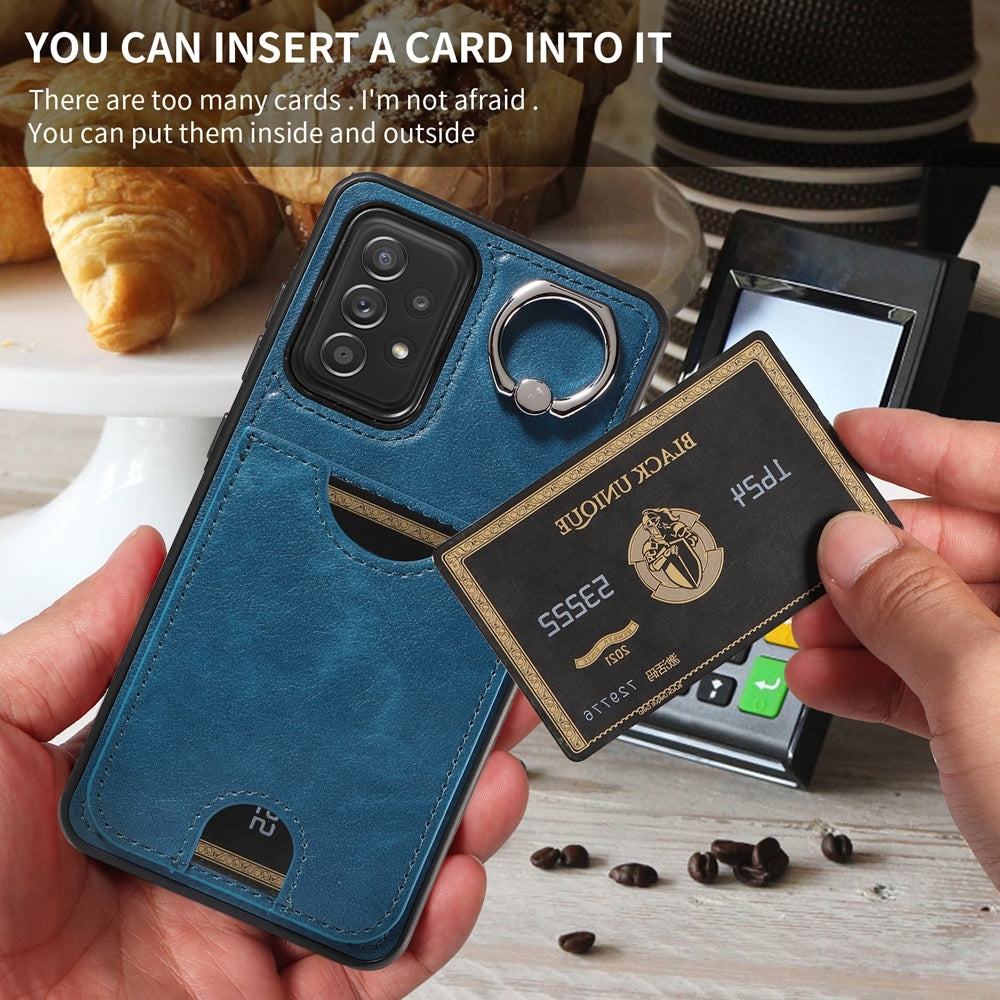 Samsung Galaxy A52/A52s 4G/5G Calf Texture Phone Case with Card Slot & Ring Holder - Durable & Stylish Protection