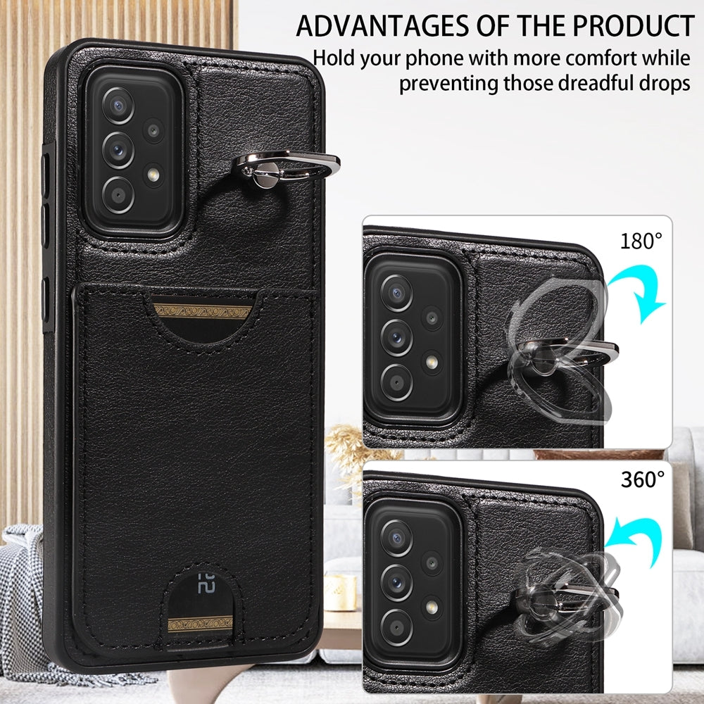 Samsung Galaxy A52/A52s 4G/5G Calf Texture Phone Case with Card Slot & Ring Holder - Durable & Stylish Protection