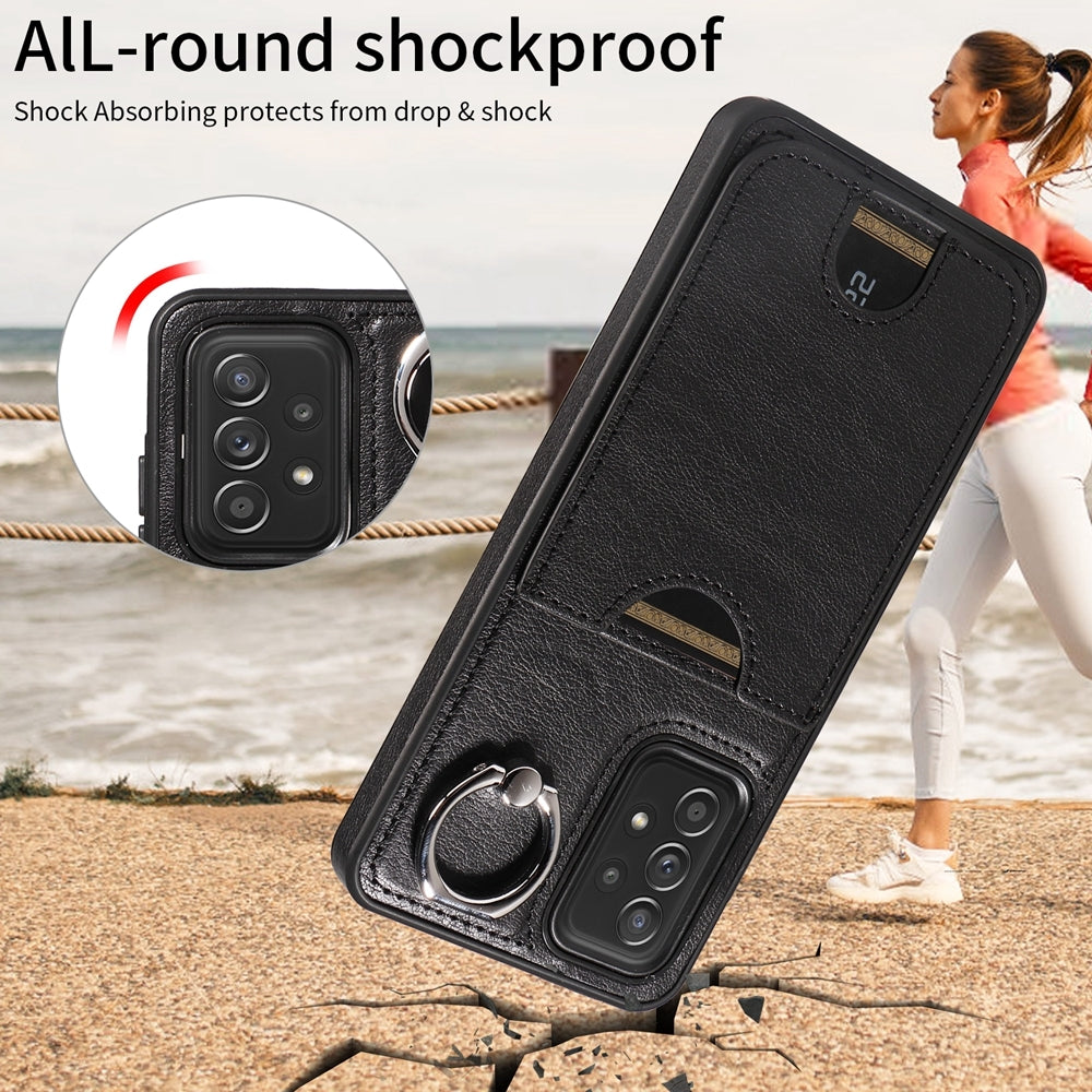 Samsung Galaxy A52/A52s 4G/5G Calf Texture Phone Case with Card Slot & Ring Holder - Durable & Stylish Protection