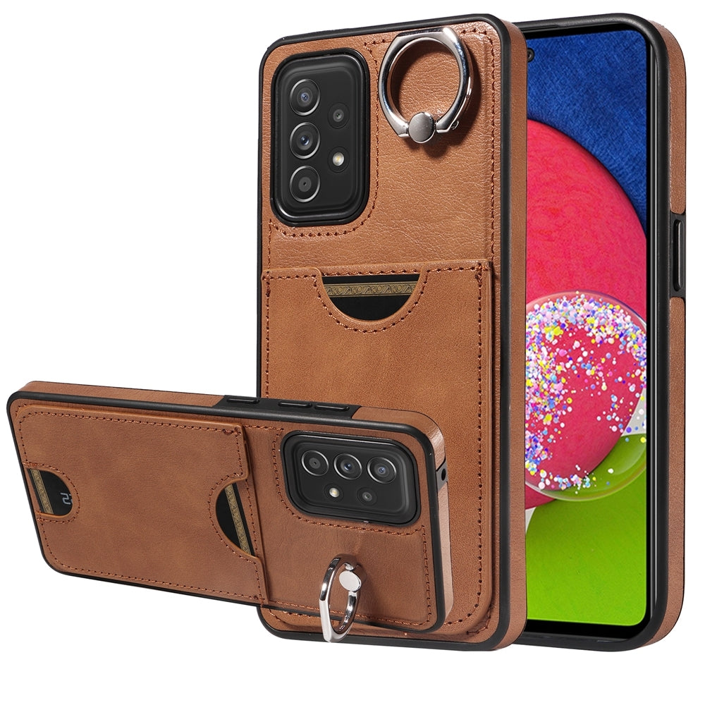 Samsung Galaxy A52/A52s 4G/5G Calf Texture Phone Case with Card Slot & Ring Holder - Durable & Stylish Protection