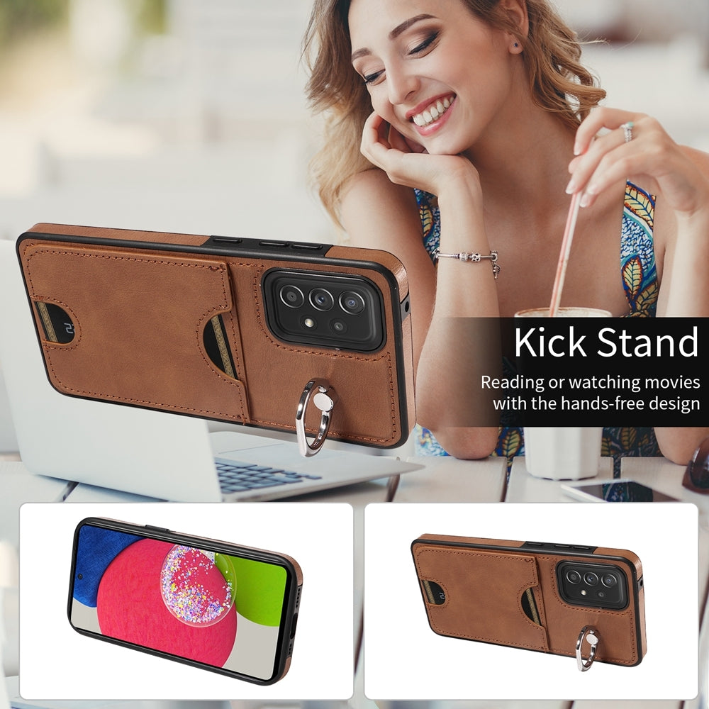 Samsung Galaxy A52/A52s 4G/5G Calf Texture Phone Case with Card Slot & Ring Holder - Durable & Stylish Protection