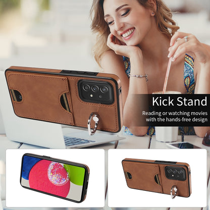 Samsung Galaxy A52/A52s 4G/5G Calf Texture Phone Case with Card Slot & Ring Holder - Durable & Stylish Protection