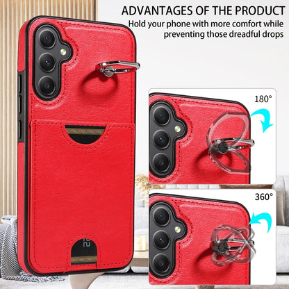 Samsung Galaxy A34 5G Calf Texture Phone Case with Card Slot & Ring Holder - Durable & Stylish Protection