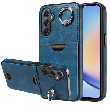 Samsung Galaxy A34 5G Calf Texture Phone Case with Card Slot & Ring Holder - Durable & Stylish Protection