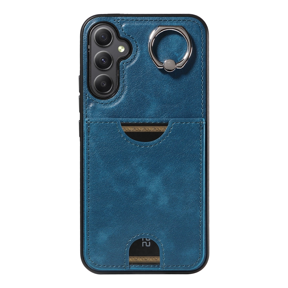 Samsung Galaxy A34 5G Calf Texture Phone Case with Card Slot & Ring Holder - Durable & Stylish Protection