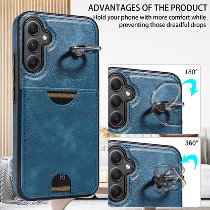 Samsung Galaxy A34 5G Calf Texture Phone Case with Card Slot & Ring Holder - Durable & Stylish Protection