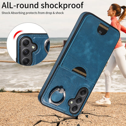 Samsung Galaxy A34 5G Calf Texture Phone Case with Card Slot & Ring Holder - Durable & Stylish Protection