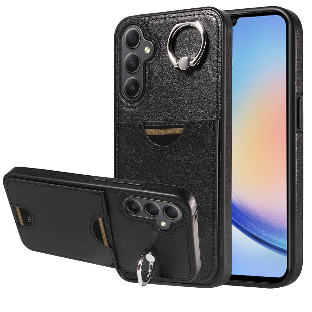 Samsung Galaxy A34 5G Calf Texture Phone Case with Card Slot & Ring Holder - Durable & Stylish Protection