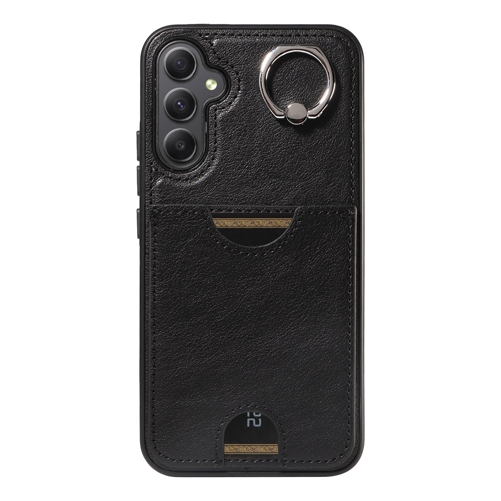 Samsung Galaxy A34 5G Calf Texture Phone Case with Card Slot & Ring Holder - Durable & Stylish Protection