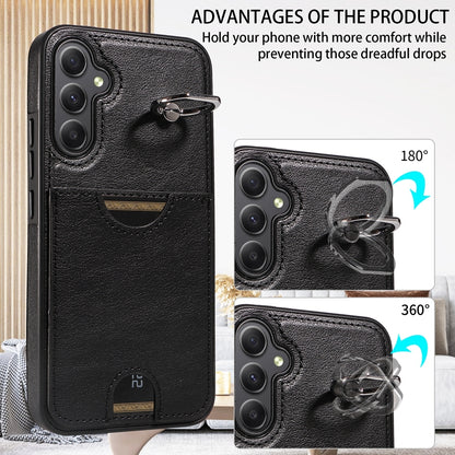 Samsung Galaxy A34 5G Calf Texture Phone Case with Card Slot & Ring Holder - Durable & Stylish Protection
