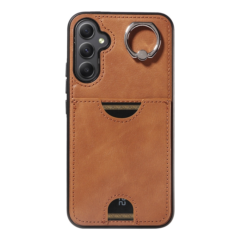 Samsung Galaxy A34 5G Calf Texture Phone Case with Card Slot & Ring Holder - Durable & Stylish Protection