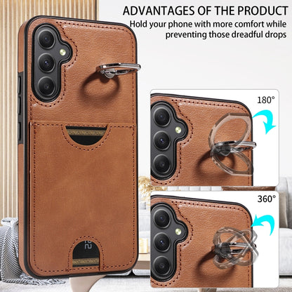 Samsung Galaxy A34 5G Calf Texture Phone Case with Card Slot & Ring Holder - Durable & Stylish Protection
