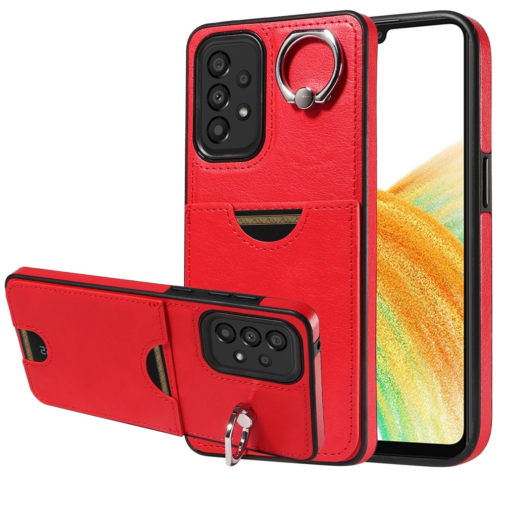 Samsung Galaxy A33 5G Calf Texture Phone Case with Card Slot & Ring Holder - Durable & Stylish Protection