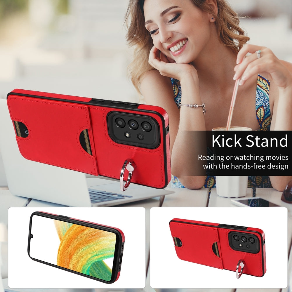 Samsung Galaxy A33 5G Calf Texture Phone Case with Card Slot & Ring Holder - Durable & Stylish Protection
