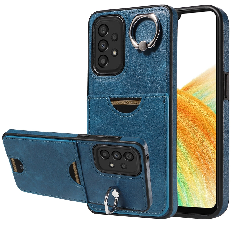Samsung Galaxy A33 5G Calf Texture Phone Case with Card Slot & Ring Holder - Durable & Stylish Protection