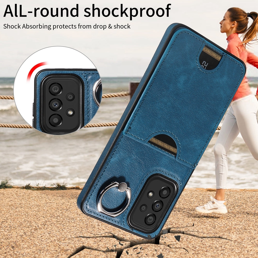 Samsung Galaxy A33 5G Calf Texture Phone Case with Card Slot & Ring Holder - Durable & Stylish Protection