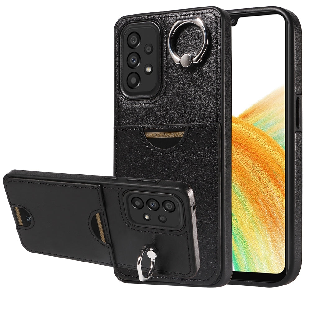 Samsung Galaxy A33 5G Calf Texture Phone Case with Card Slot & Ring Holder - Durable & Stylish Protection
