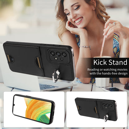 Samsung Galaxy A33 5G Calf Texture Phone Case with Card Slot & Ring Holder - Durable & Stylish Protection