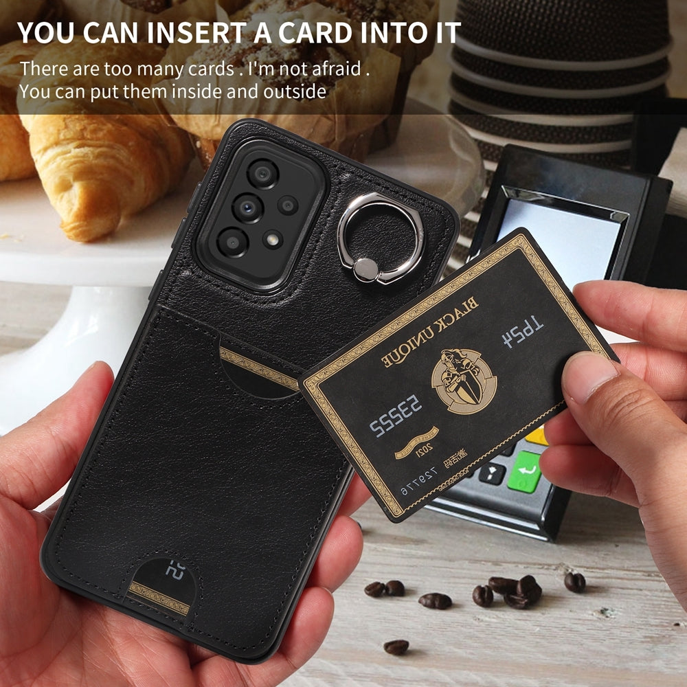 Samsung Galaxy A33 5G Calf Texture Phone Case with Card Slot & Ring Holder - Durable & Stylish Protection