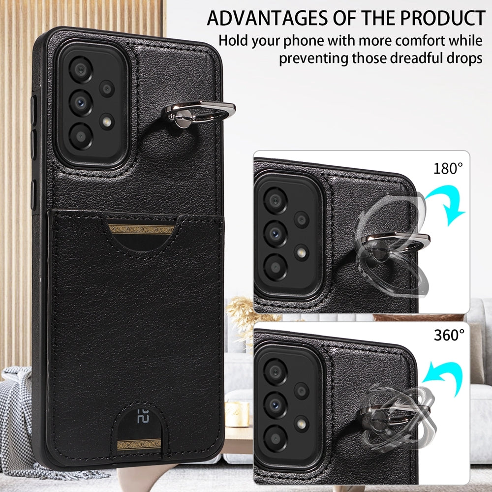 Samsung Galaxy A33 5G Calf Texture Phone Case with Card Slot & Ring Holder - Durable & Stylish Protection