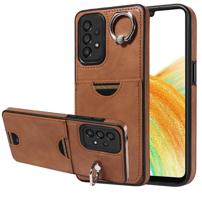 Samsung Galaxy A33 5G Calf Texture Phone Case with Card Slot & Ring Holder - Durable & Stylish Protection
