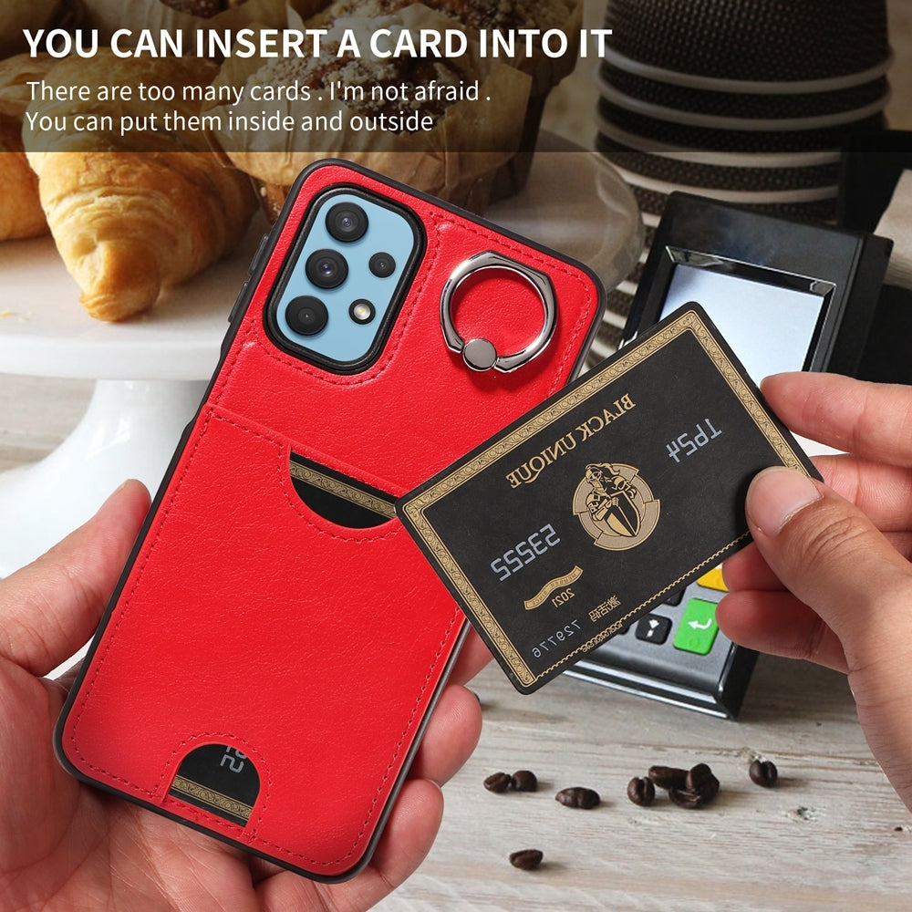 Samsung Galaxy A32 5G Calf Texture Phone Case with Card Slot & Ring Holder - Durable & Stylish Protection