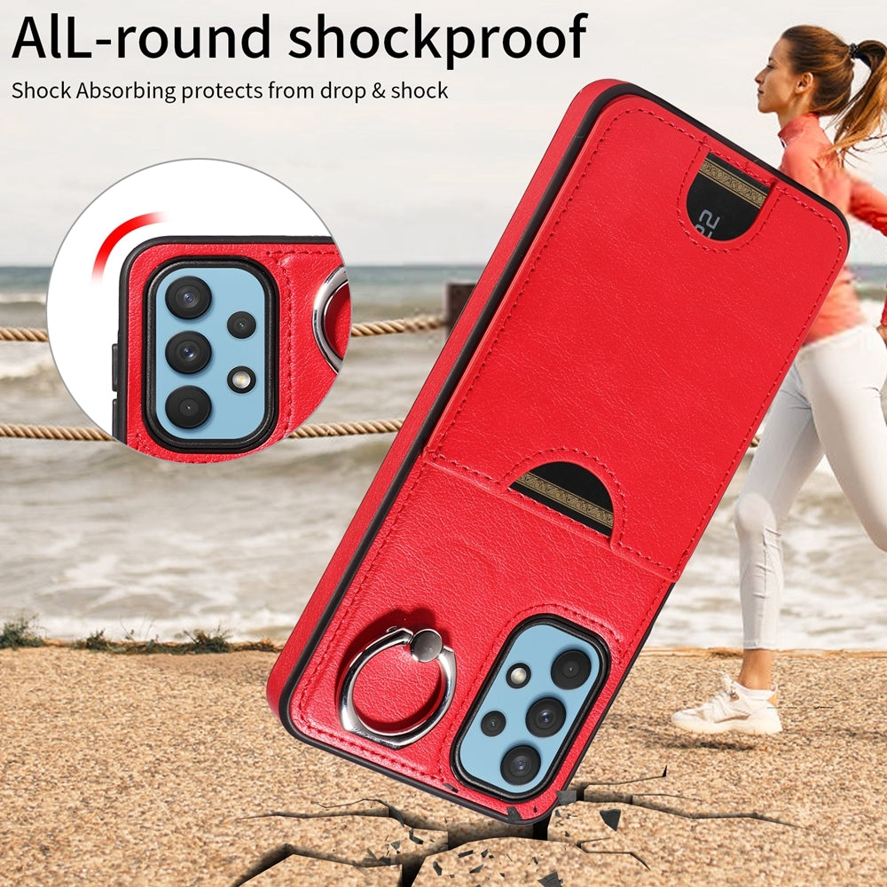 Samsung Galaxy A32 5G Calf Texture Phone Case with Card Slot & Ring Holder - Durable & Stylish Protection