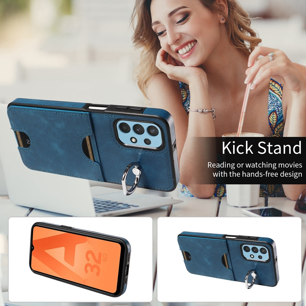 Samsung Galaxy A32 5G Calf Texture Phone Case with Card Slot & Ring Holder - Durable & Stylish Protection